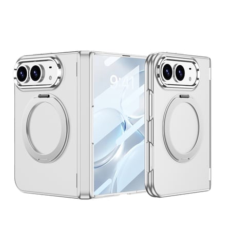 Lexroo iPhone Duo Kılıf M-safe Şarj Özellikli Kıpta KPT-07 Ring Standlı Sert PC Kılıf - Gümüş