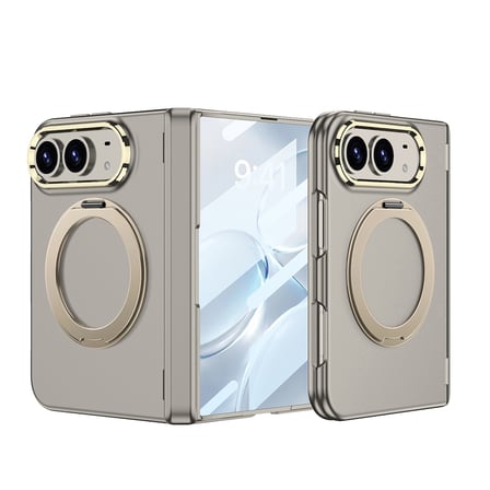 Lexroo iPhone Duo Kılıf M-safe Şarj Özellikli Kıpta KPT-07 Ring Standlı Sert PC Kılıf - Gümüş