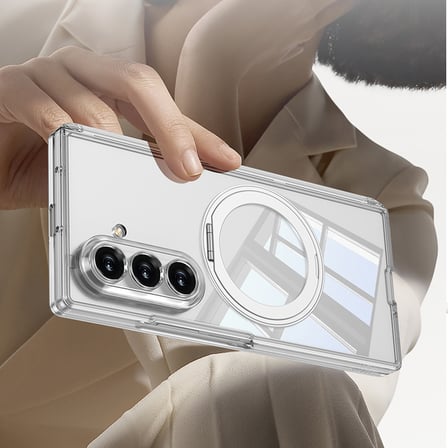 Lexroo Galaxy Z Fold 8 Ultra M-safe Şarj Özellikli Kıpta KPT-02 Standlı Kılıf - Şeffaf