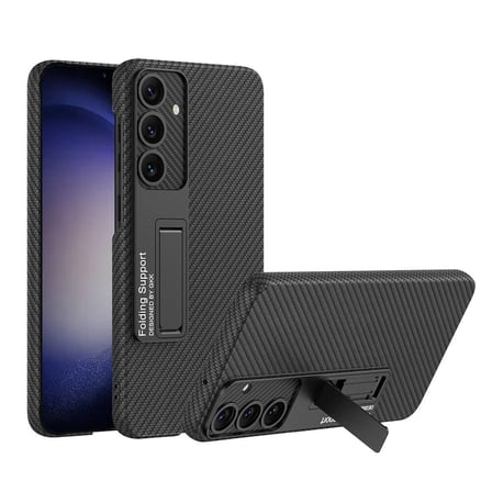 Lexroo Galaxy S24 Plus Kılıf Kıpta Standlı Kılıf - Siyah Karbon