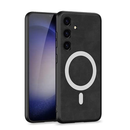 Lexroo Galaxy S24 Kılıf M-safe Şarj Özellikli Deri Tasarımlı Kıpta Nubuk Kılıf - Gri