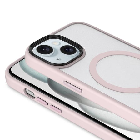 Lexroo iPhone 13 Kılıf Mat Arka Yüzey Wireless Şarj Özellikli Flet M-safe Kılıf - Pembe