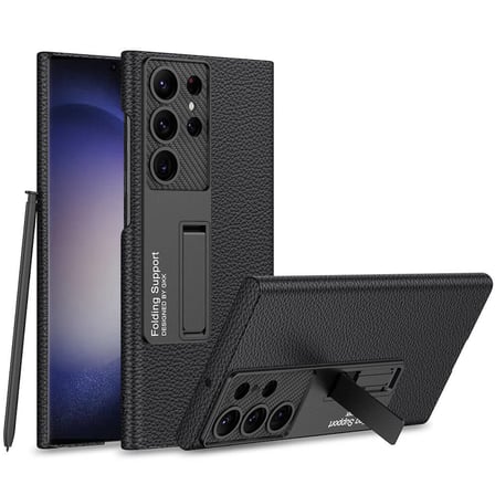 Lexroo Galaxy S24 Ultra Kılıf Kıpta Standlı Kılıf - Siyah