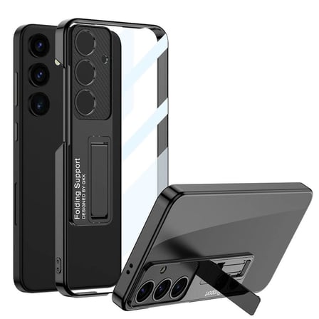Lexroo Galaxy S24 Kılıf Kamera Korumalı Şeffaf Tasarımlı Lego Standlı Kılıf - Siyah