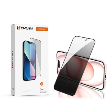 Lexroo iPhone 15 5D Privacy Cam Ekran Koruyucu - Siyah