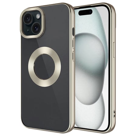 Lexroo iPhone 15 Plus Kılıf Tek Kamera Çerçeveli Logo Gösteren Omega Kılıf - Siyah