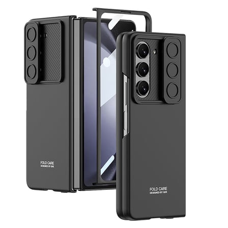 Lexroo Galaxy Z Fold 5 Kılıf Kamera Korumalı Kıpta Sürgülü Kılıf - Siyah