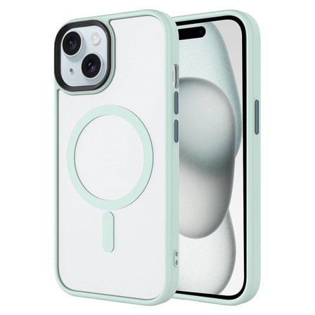 Lexroo iPhone 15 Kılıf Mat Arka Yüzey Wireless Şarj Özellikli Flet M-safe Kılıf - Yeşil