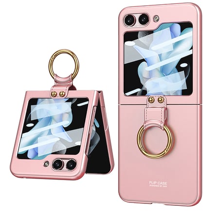 Lexroo Galaxy Z Flip 5 Kılıf Kıpta Yüzüklü Flip Sert Kılıf - Siyah