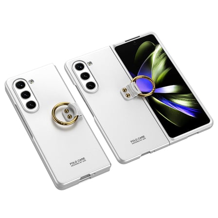 Lexroo Galaxy Z Fold 5 Kılıf Kıpta Yüzüklü Flip Sert Kılıf - Gümüş