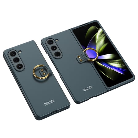 Lexroo Galaxy Z Fold 5 Kılıf Kıpta Yüzüklü Flip Sert Kılıf - Gümüş