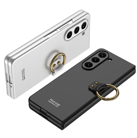 Lexroo Galaxy Z Fold 5 Kılıf Kıpta Yüzüklü Flip Sert Kılıf - Gümüş