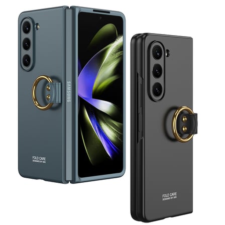 Lexroo Galaxy Z Fold 5 Kılıf Kıpta Yüzüklü Flip Sert Kılıf - Gümüş