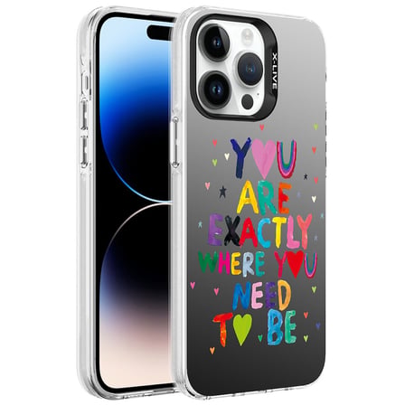 Lexroo iPhone 14 Pro Kılıf Desenli Silver Sert Kılıf - Kalp