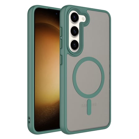 Lexroo Galaxy S23 Plus Kılıf Mat Arka Yüzey Wireless Şarj Özellikli Flet M-safe Kılıf - Yeşil