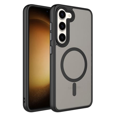 Lexroo Galaxy S23 Kılıf Mat Arka Yüzey Wireless Şarj Özellikli Flet M-safe Kılıf - Siyah