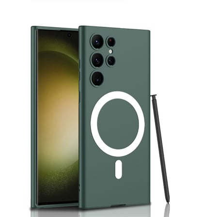 Lexroo Galaxy S23 Ultra Kılıf Wireless Şarj Özellikli Kıpta M-safe Silikon Kılıf - Gümüş