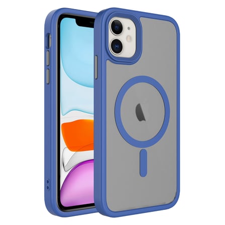 Lexroo iPhone 11 Kılıf Mat Arka Yüzey Wireless Şarj Özellikli Flet M-safe Kılıf - Mavi