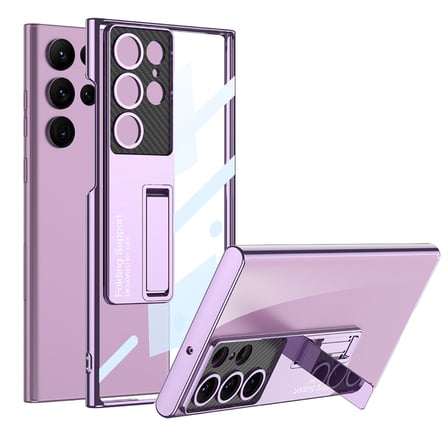 Lexroo Galaxy S23 Ultra Kılıf Kamera Korumalı Şeffaf Tasarımlı Lego Standlı Kılıf - Siyah