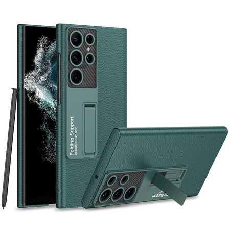 Lexroo Galaxy S23 Ultra Kılıf Kıpta Standlı Kılıf - Koyu Yeşil