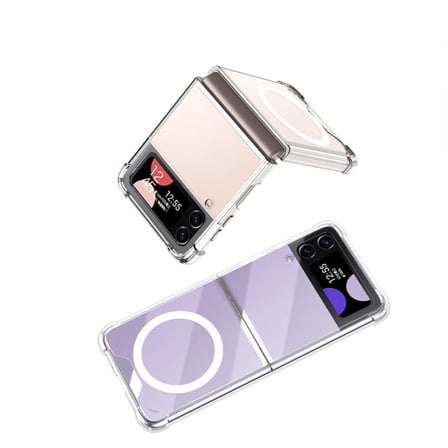 Lexroo Galaxy Z Flip 4 Kılıf Wireless Şarj Özellikli Airbagli Kıpta Anti Shock M-safe Kılıf - Renksiz