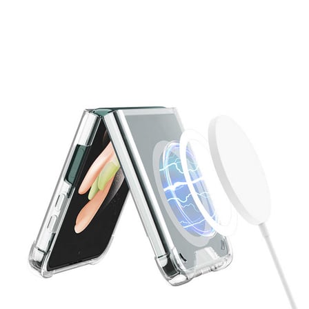 Lexroo Galaxy Z Flip 4 Kılıf Wireless Şarj Özellikli Airbagli Kıpta Anti Shock M-safe Kılıf - Renksiz