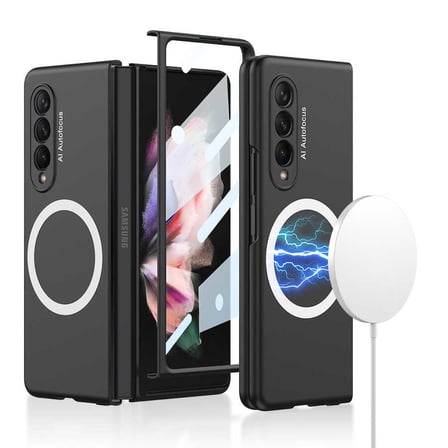 Lexroo Galaxy Z Fold 3 Kılıf Wireless Şarj Özellikli Kıpta M-safe Kılıf - Siyah