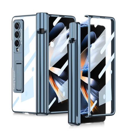 Lexroo Galaxy Z Fold 4 Kılıf Kıpta Standlı Kalem Bölmeli Kılıf - Gold