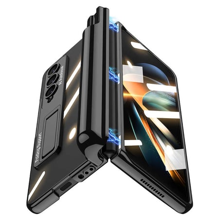 Lexroo Galaxy Z Fold 4 Kılıf Kıpta Standlı Kalem Bölmeli Kılıf - Mürdüm
