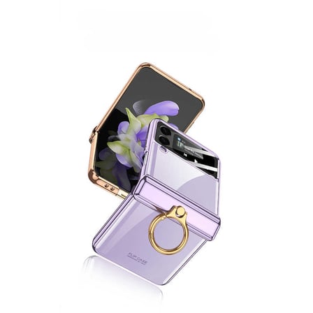 Lexroo Galaxy Z Flip 4 Kılıf Kıpta Yüzüklü Lens Korumalı Kılıf - Mavi