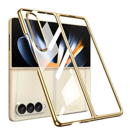 Lexroo Galaxy Z Fold 4 Kılıf Full Camlı Kıpta Kılıf - Gold