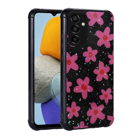 Lexroo Galaxy M23 Kılıf Simli Desenli Kamera Korumalı Parlak Popy Kılıf - Kalp