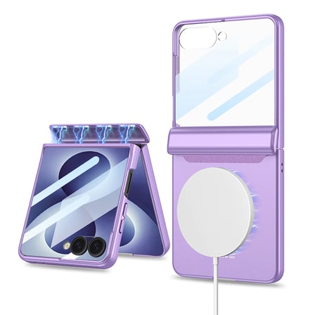 Lexroo Galaxy Z Flip 8 Kılıf M-safe Şarj Özellikli Kıpta KPT-04 Sert PC Kılıf - Titanyum