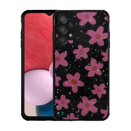 Lexroo Galaxy A13 4G Kılıf Simli Desenli Kamera Korumalı Parlak Popy Kılıf - Kalp