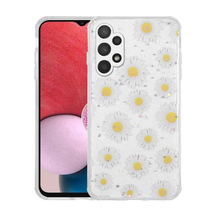 Lexroo Galaxy A13 4G Kılıf Simli Desenli Kamera Korumalı Parlak Popy Kılıf - Kalp