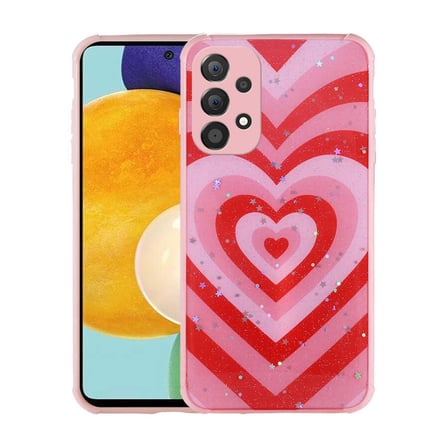 Lexroo Galaxy A33 5G Kılıf Simli Desenli Kamera Korumalı Parlak Popy Kılıf - Kalp