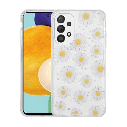Lexroo Galaxy A53 5G Kılıf Simli Desenli Kamera Korumalı Parlak Popy Kılıf - Çiçek