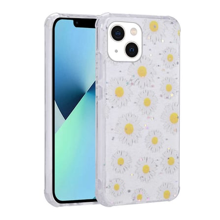 Lexroo iPhone 13 Kılıf Simli Desenli Kamera Korumalı Parlak Popy Kılıf - Çiçek