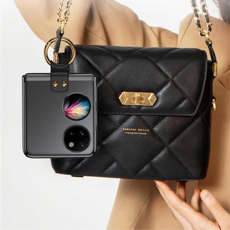 Lexroo Huawei P50 Pocket Kılıf Yüzüklü Kıpta Kılıf - Siyah