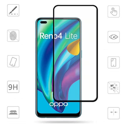 Lexroo Oppo Reno 4 Lite 5D Cam Ekran Koruyucu - Siyah