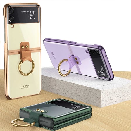 Lexroo Galaxy Z Flip 3 Kılıf Yüzüklü Kıpta Kılıf - Siyah