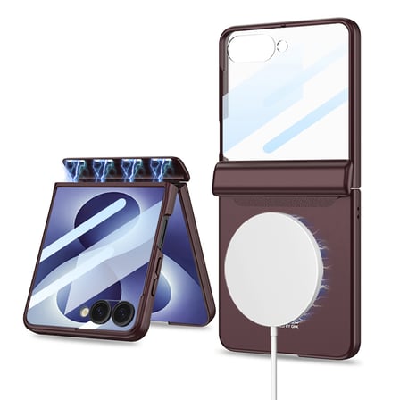 Lexroo Galaxy Z Flip 8 Kılıf M-safe Şarj Özellikli Kıpta KPT-04 Sert PC Kılıf - Mürdüm
