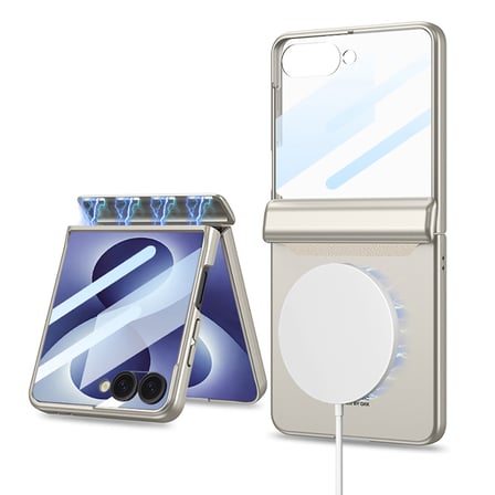 Lexroo Galaxy Z Flip 8 Kılıf M-safe Şarj Özellikli Kıpta KPT-04 Sert PC Kılıf - Mürdüm