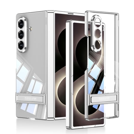 Lexroo Galaxy Z Fold 8 Ultra Kılıf Kamera Korumalı Şeffaf Tasarımlı Lego Standlı Kılıf - Gümüş