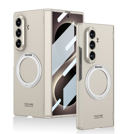 Lexroo Galaxy Z Fold 8 Ultra Kılıf M-safe Şarj Özellikli Kıpta KPT-07 Ring Standlı Sert PC Kılıf - Siyah