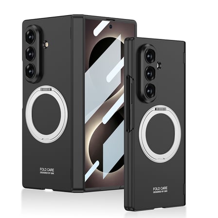 Lexroo Galaxy Z Fold 8 Ultra Kılıf M-safe Şarj Özellikli Kıpta KPT-07 Ring Standlı Sert PC Kılıf - Titanyum