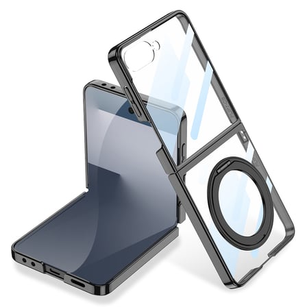 Lexroo Galaxy Z Flip 7 M-safe Şarj Özellikli Kıpta KPT-02 Standlı Kılıf - Siyah