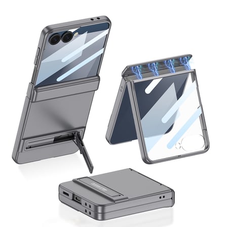 Lexroo Galaxy Z Flip 7 Kılıf Kıpta Standlı Kılıf - Gümüş