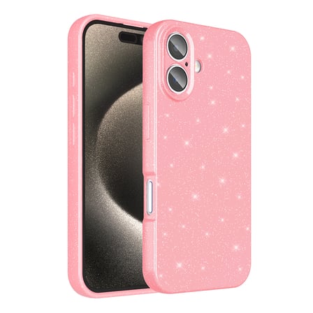 Lexroo iPhone 16 Plus Kılıf Kamera Korumalı Simli Lüks Koton Kılıf - Açık Pembe