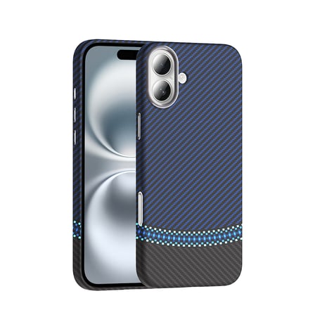 Lexroo iPhone 16 Plus Kılıf M-safe Şarj Özellikli Karbon Fiber Görünümlü Gros Kılıf - Siyah-Lacivert